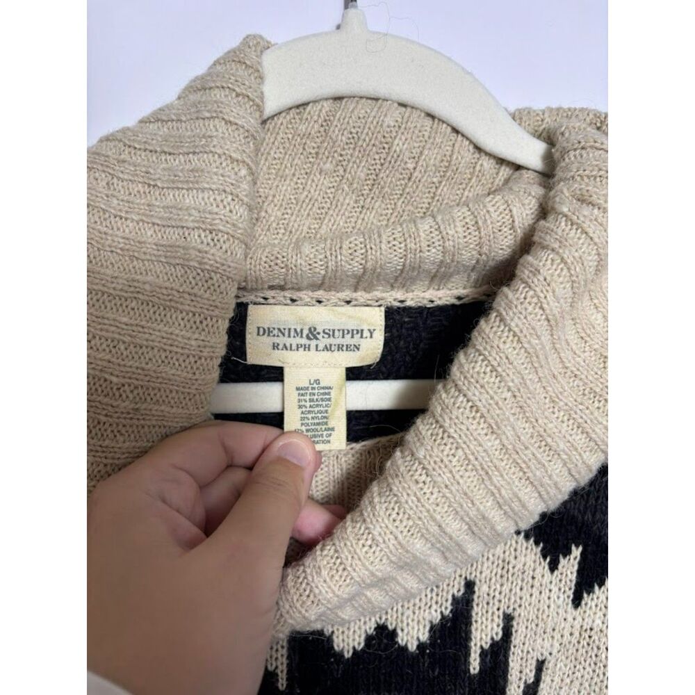 Ralph Lauren Denim & Supply Sweater Women's Large Turtleneck Aztec Silk Western - Picture 5 of 7